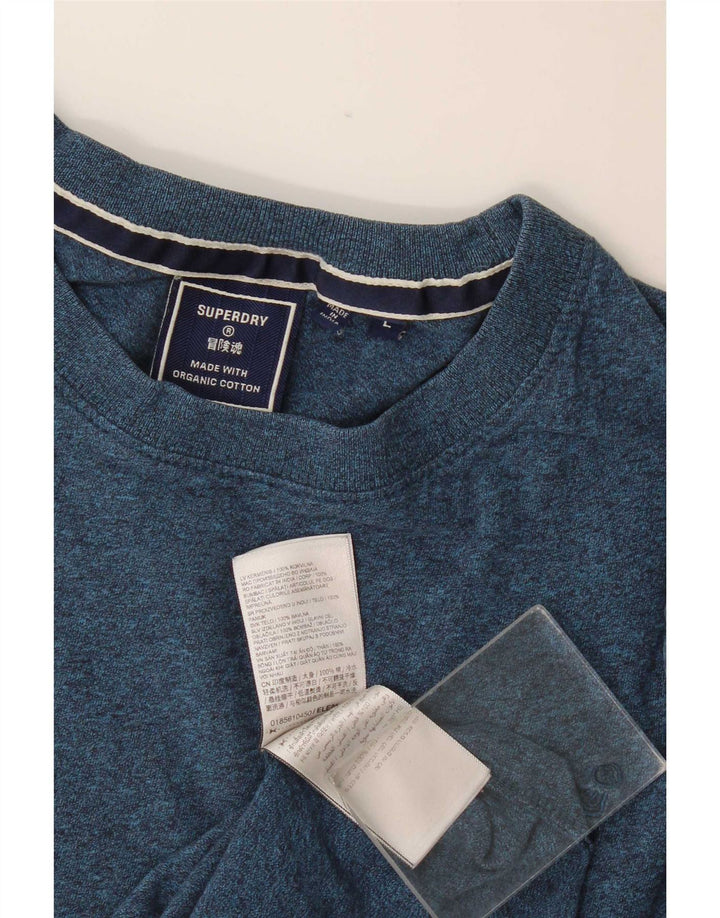 Superdry T-shirt top til mænd, stor blå flækket bomuld