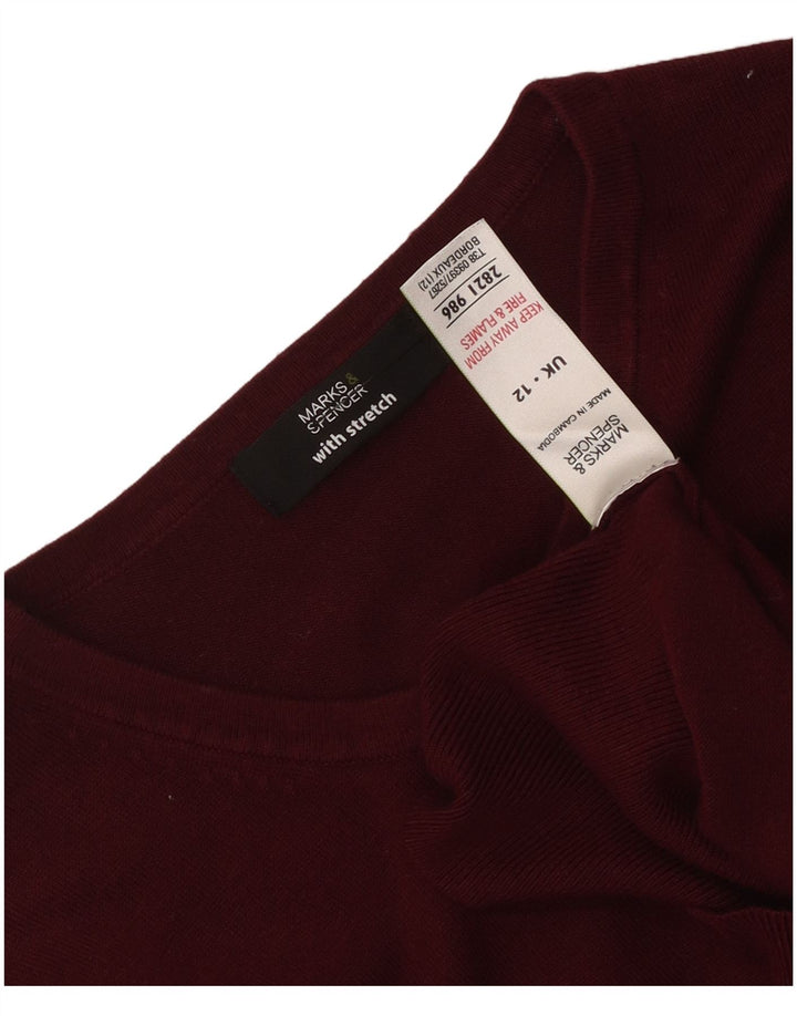 Marks & Spencer Dame Cardigan Sweater UK 12 Medium Maroon Viscose