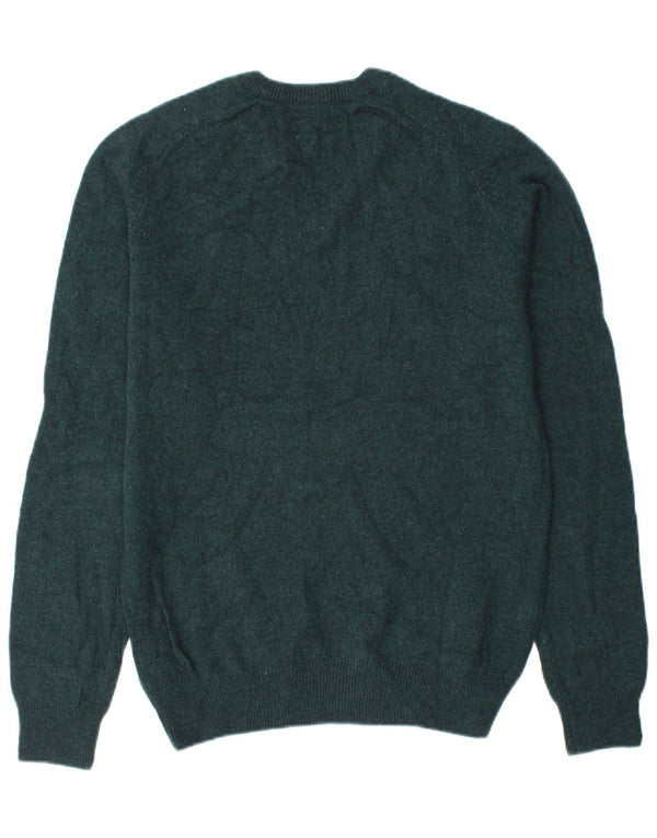 MARKS & SPENCER Herre V-hals sweater Medium Grøn lammeuld