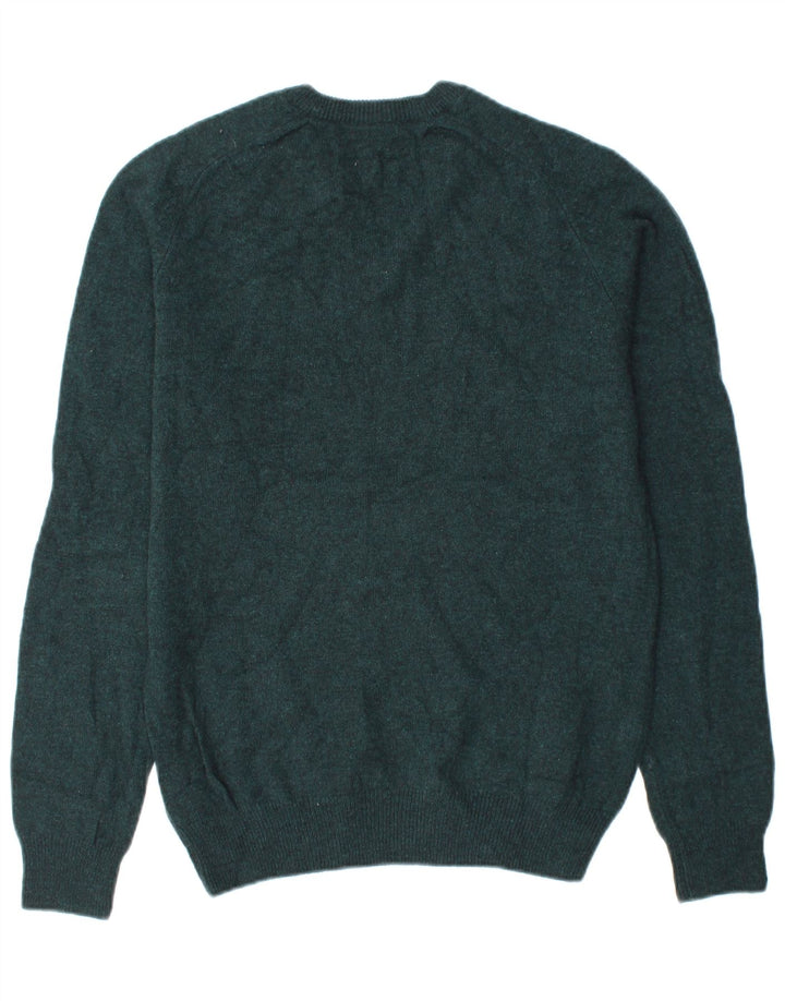 MARKS & SPENCER Herre V-hals sweater Medium Grøn lammeuld