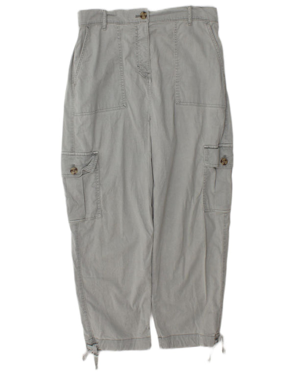 Marks & Spencer Womens High Waist Cropped Trousers UK 10 Small W27 L23 Grey