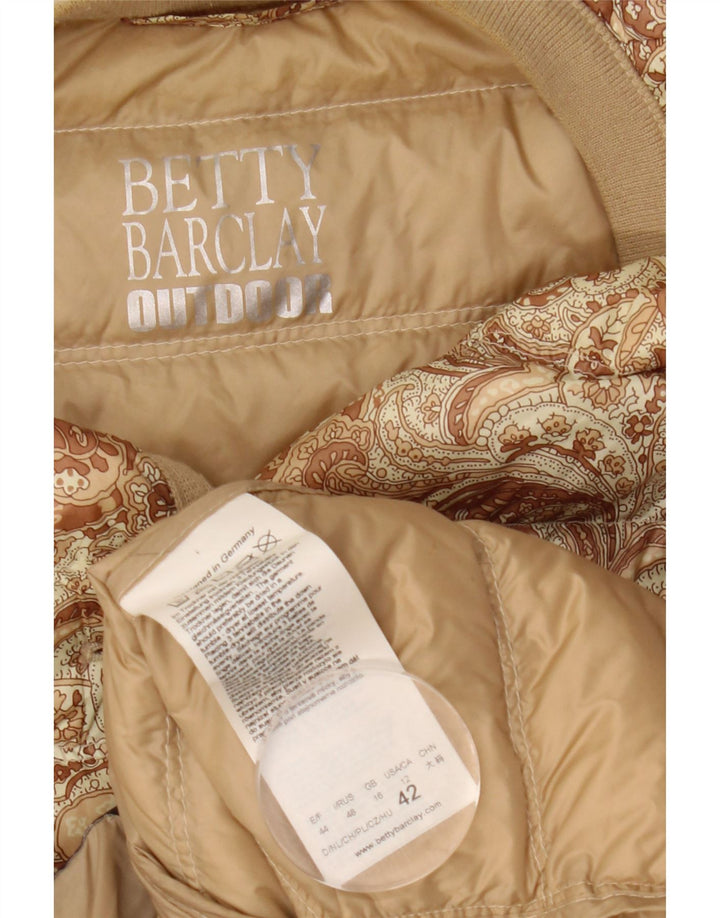 Betty Barclay Dame Polstret Jakke UK 16 Stor Beige Paisley Polyester