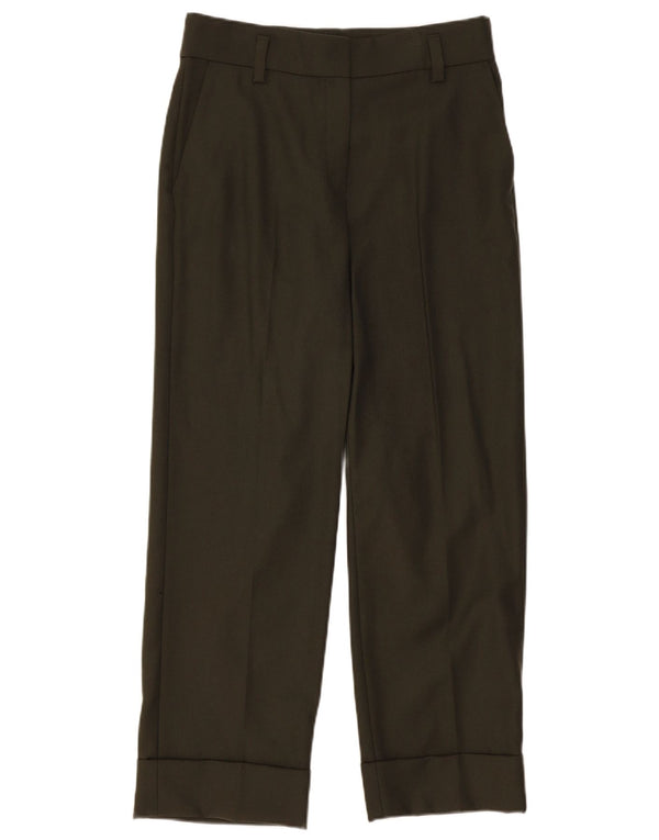 Massimo Dutti Dame lige jakkesæt bukser EU 38 Small W28 L27 Khaki Wool
