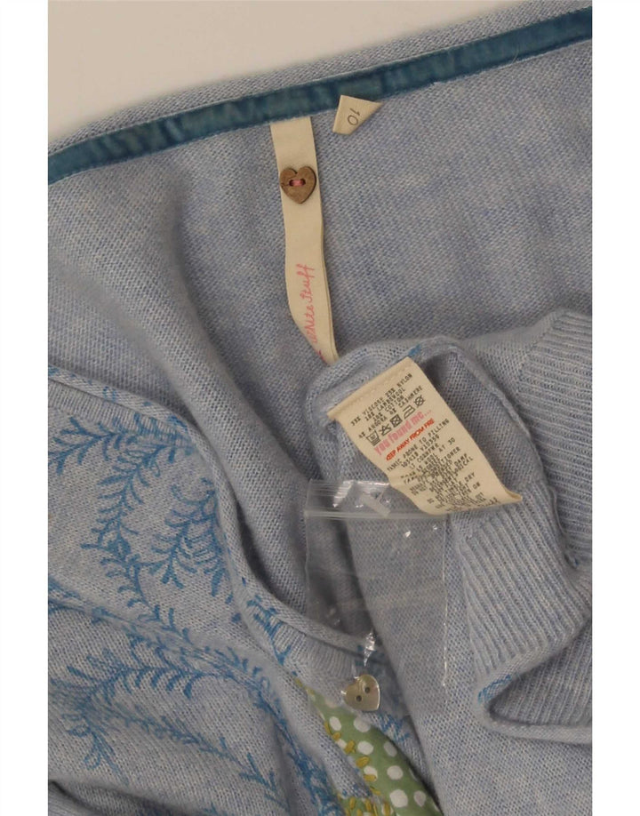 White Stuff Dame abstrakt mønster cardigan sweater UK 10 Small Blue