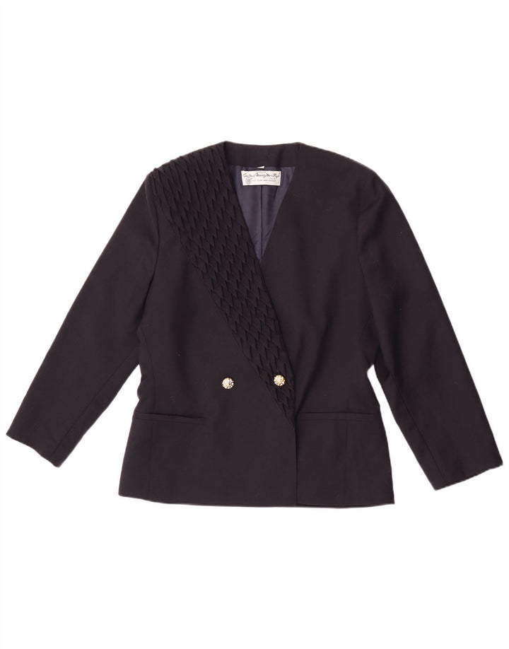 Marzotto Dame Dobbeltradet Blazer Jacket IT 44 Medium Navy Blue