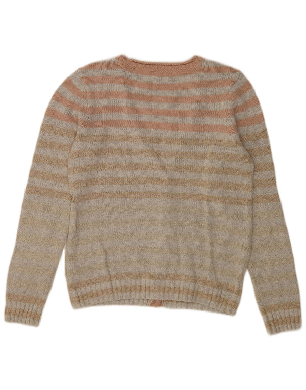 Fat Face Dame Cardigan Sweater UK 8 Small Gråstribet Bomuld