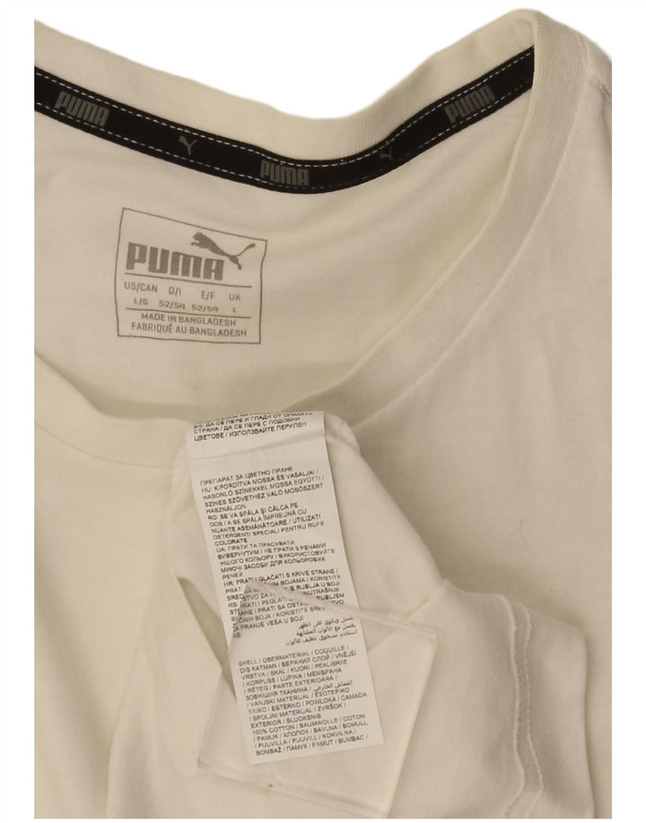 Puma Herre Grafisk T-Shirt Top Stor Hvid Bomuld