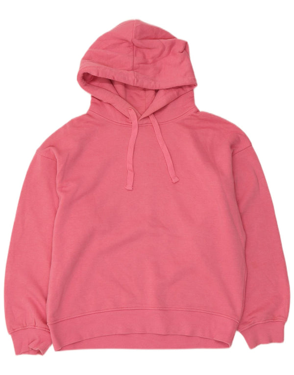 Zara Dame Oversized Hoodie Jumper UK 14 Medium Pink Bomuld