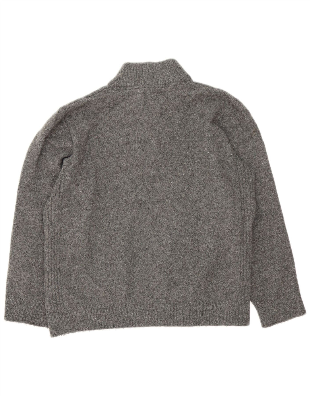 Barbour Dame Zip Neck Jumper Sweater UK 16 Large Grey Uld