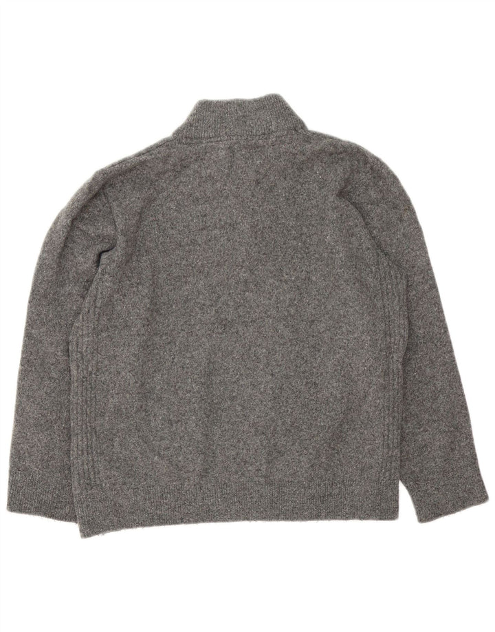 Barbour Dame Zip Neck Jumper Sweater UK 16 Large Grey Uld