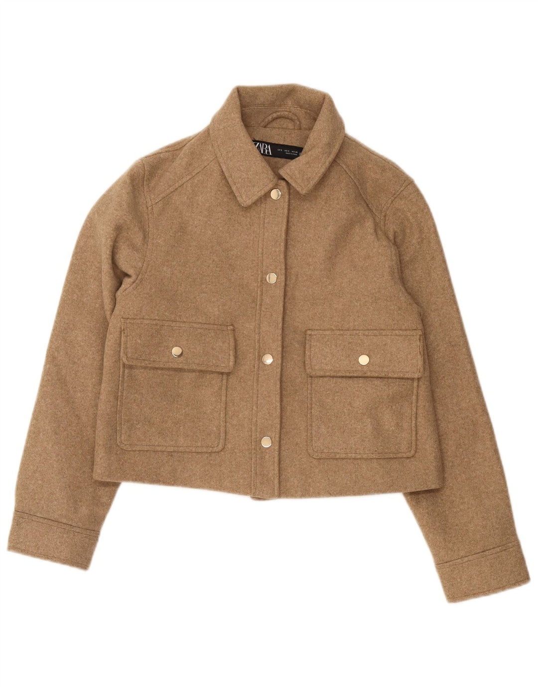 Zara Womens Bomber Jacket UK 10 Small Brown Polyester