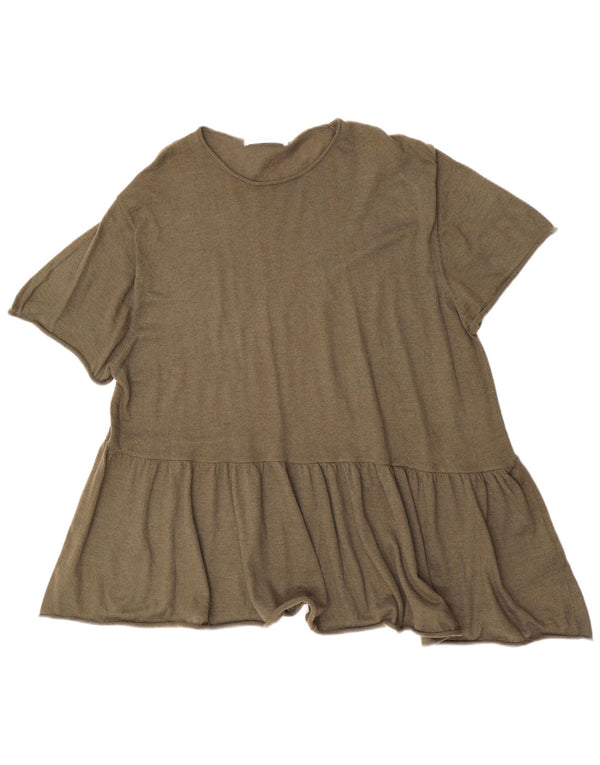 ZARA Womens Oversized Short Sleeves Jumper Dress UK 14 Medium Khaki