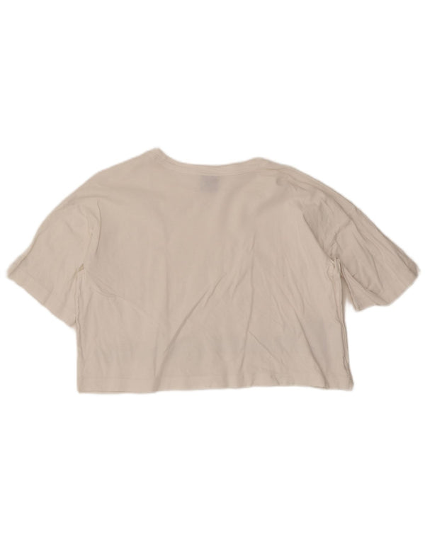 Champion Womens Crop Oversized grafisk T-shirt top UK 10 Small White