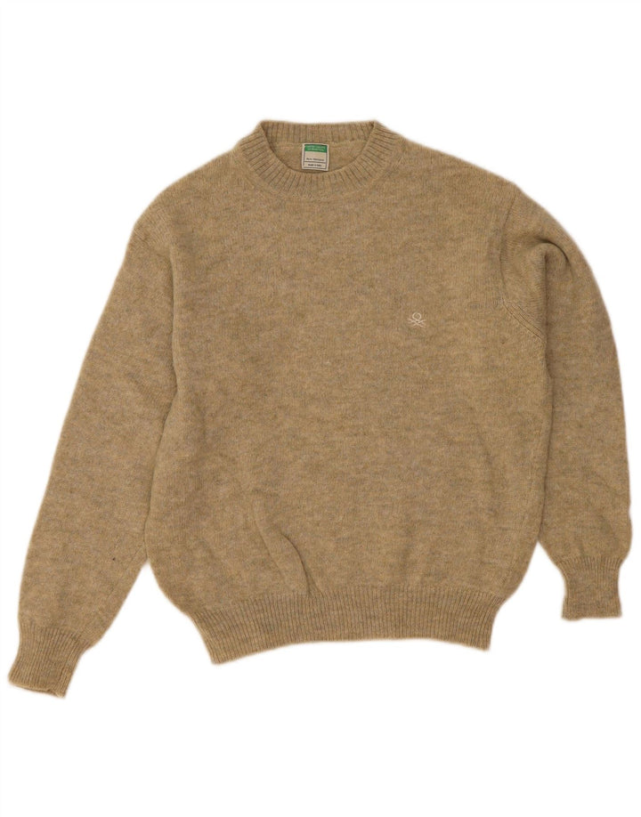 Benetton Dame sweater med rund hals DK 14 Medium Khaki Wool