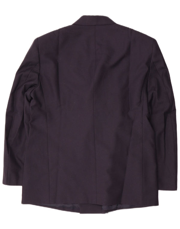 Vintage herre dobbeltradet blazerjakke IT 58 4XL marineblå jomfruuld