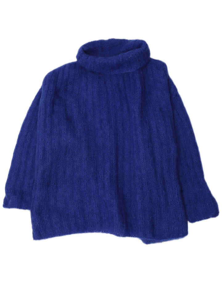 Vintage Dame Oversized Roll Neck Jumper Sweater UK 12 Medium Blue