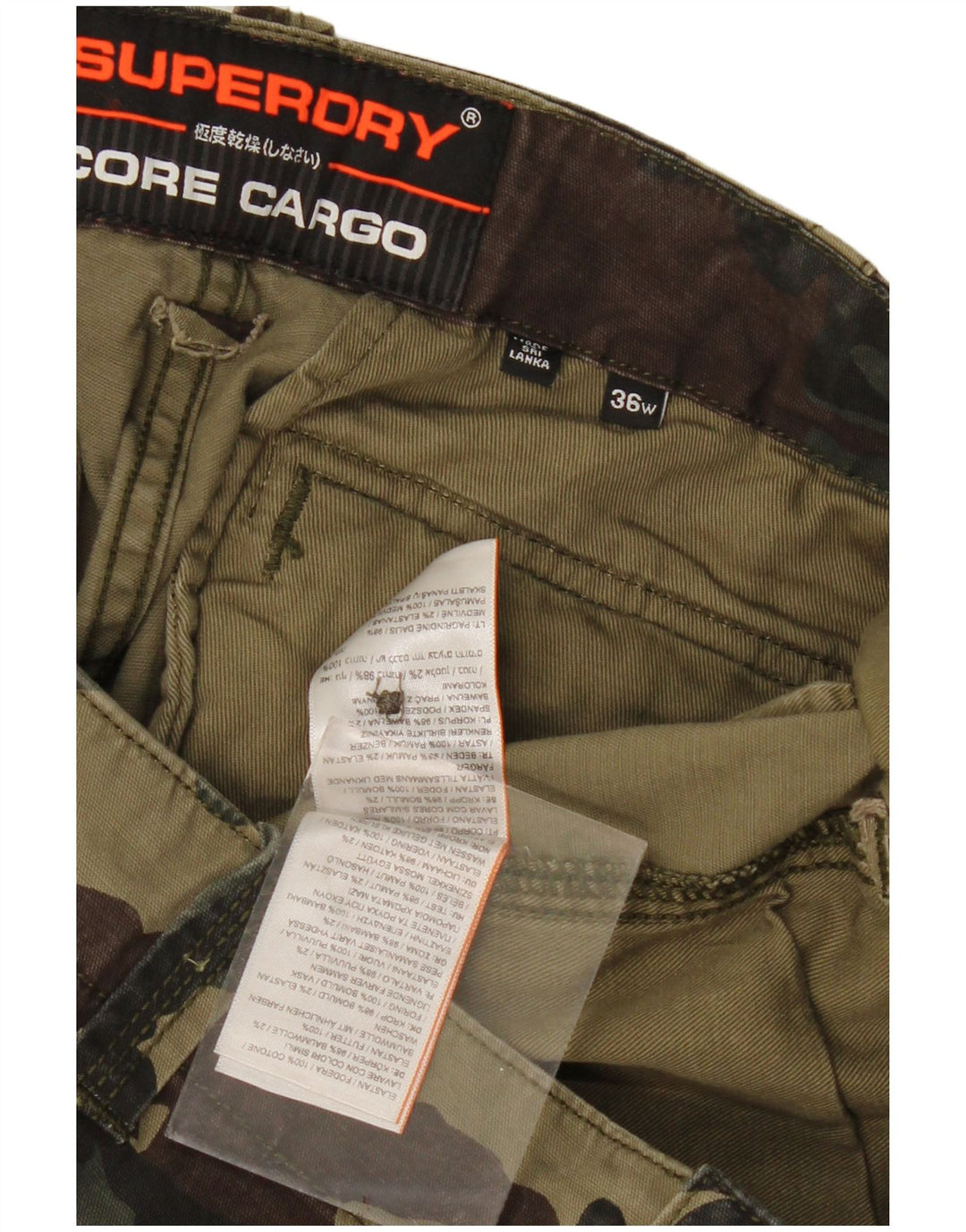 Superdry Herre Cargo Shorts W36 Large Khaki Camouflage Cotton Army
