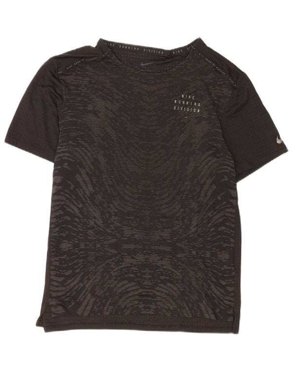 Nike Dame Dri Fit abstrakt mønster T-shirt top UK 14 Large Sort