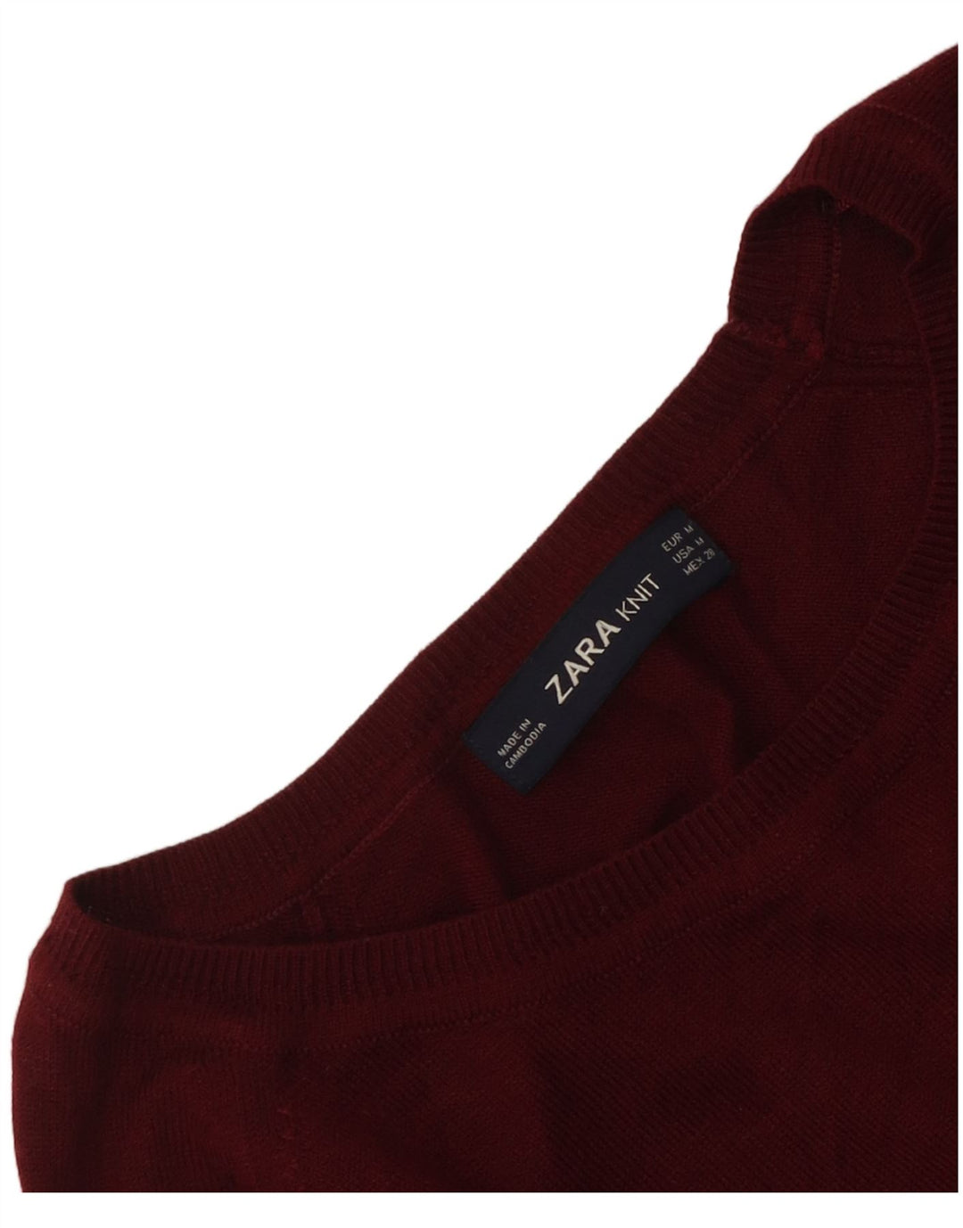 Zara Dame Boat Neck Jumper Sweater UK 14 Medium Maroon