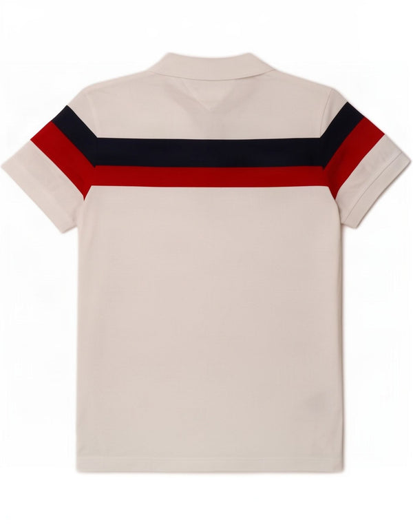 Tommy Hilfiger Herre Regular Fit Polo Shirt Medium White Colourblock Bomuld