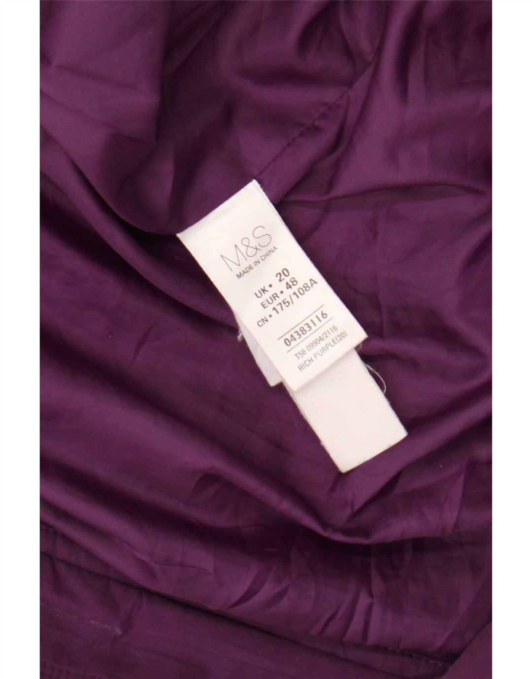 Marks & Spencer Dame Parkajakke med hætte UK 20 2XL Lilla Polyester