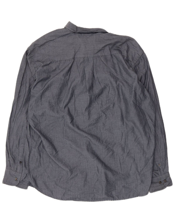 Dockers Herre Stain Defender Shirt XL Blue Herringbone Cotton