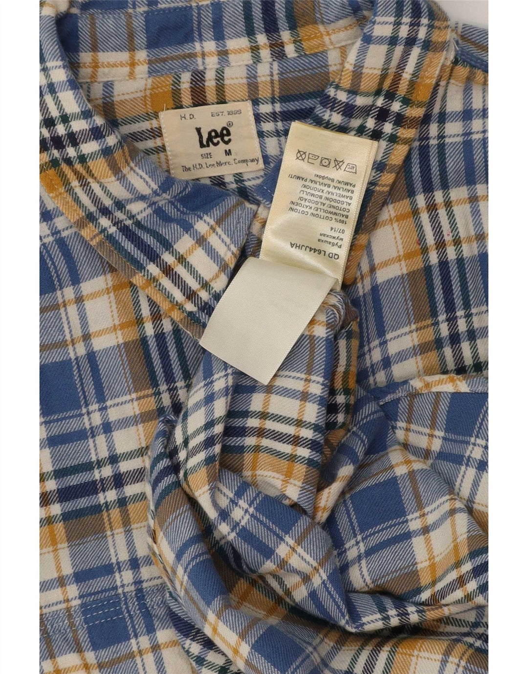 Lee Herre flannelskjorte Medium blå ternet bomuld