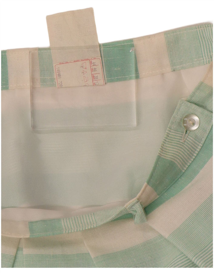 VINTAGE plisseret nederdel til kvinder UK 12 Medium W28 Grøn stribet polyester
