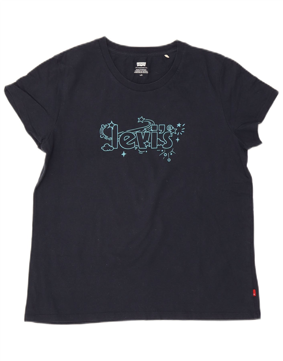 Levi's Dame Grafisk T-Shirt Top UK 14 Large Navy Blue