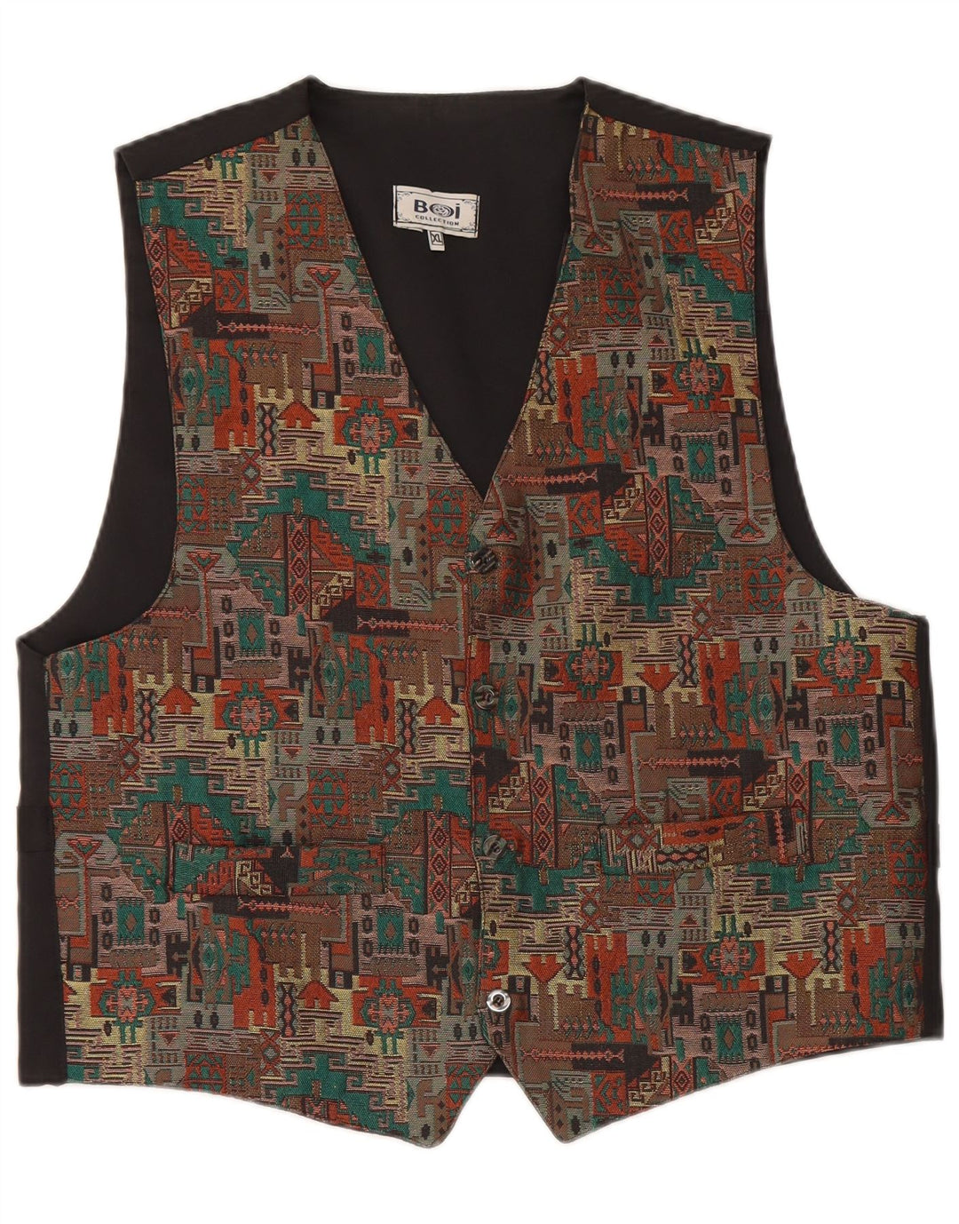 Vintage herrevest XL Sort Geometrisk