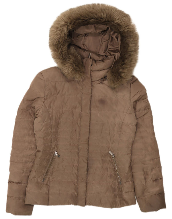 ARMANI JEANS Polstret hættejakke til kvinder IT 40 Lille brun polyester