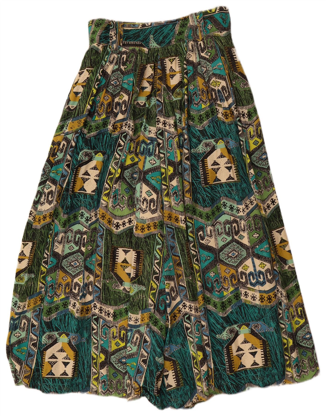 VINTAGE Haremsbukser til kvinder W28 L22 Grøn geometrisk viskose