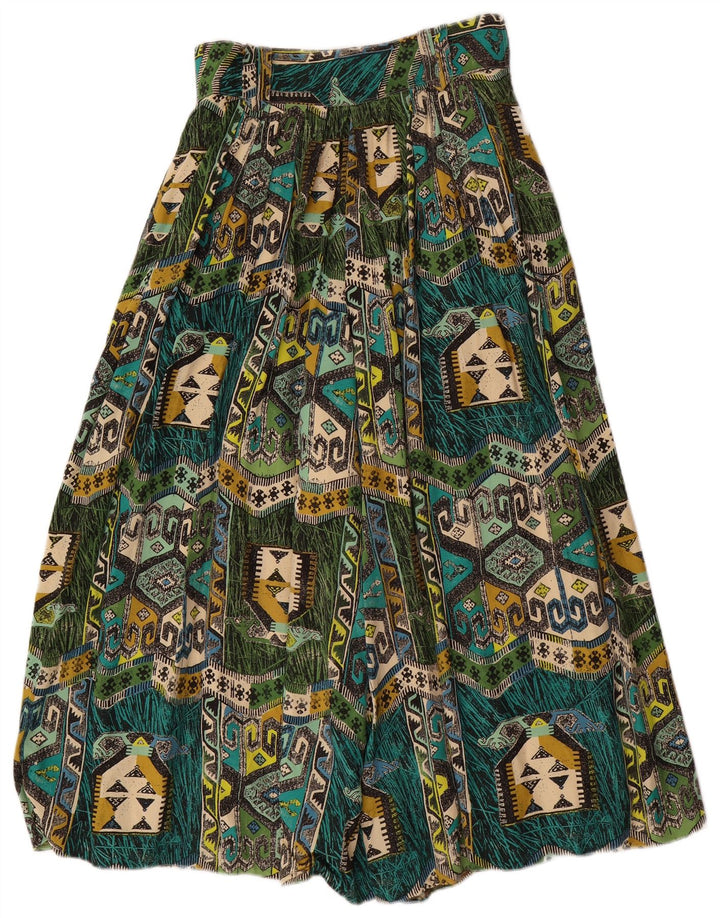 VINTAGE Haremsbukser til kvinder W28 L22 Grøn geometrisk viskose