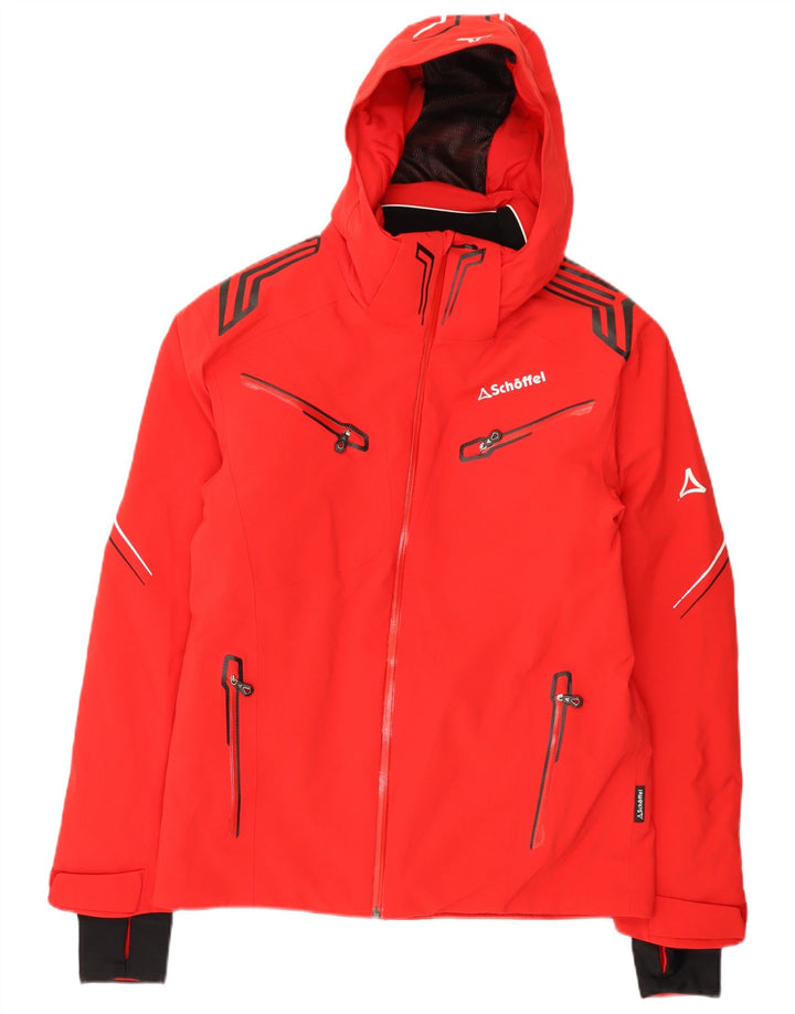 Schoffel Herre grafisk hætte skijakke UK 36 Small Red Colourblock