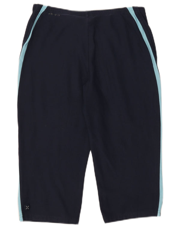 Nike Dame Dri Fit sportsshorts UK 10/12 Medium Navy Blue Colourblock