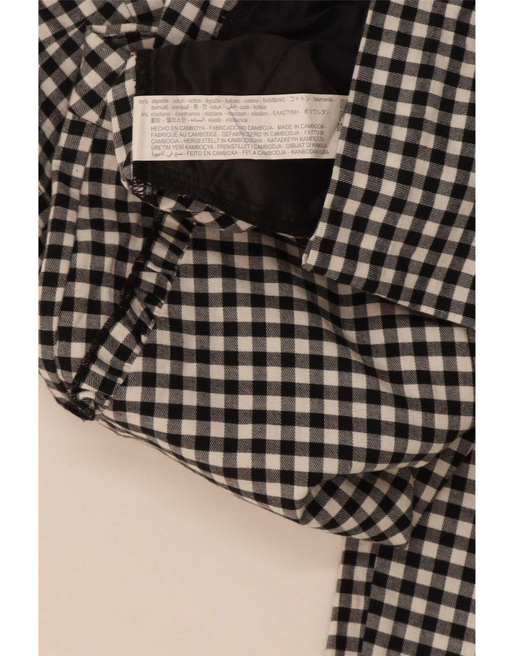 Zara Dame Slim Cropped Bukser Medium W28 L26 Sort Gingham Bomuld