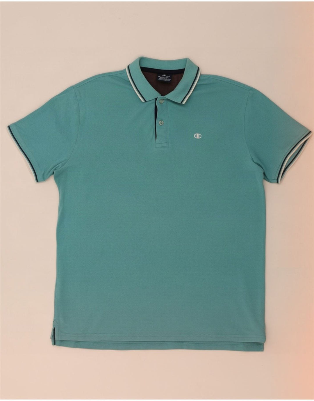 Champion herre poloshirt mellemblå stribet bomuld