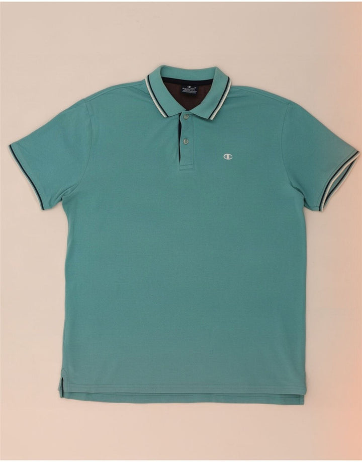 Champion herre poloshirt mellemblå stribet bomuld