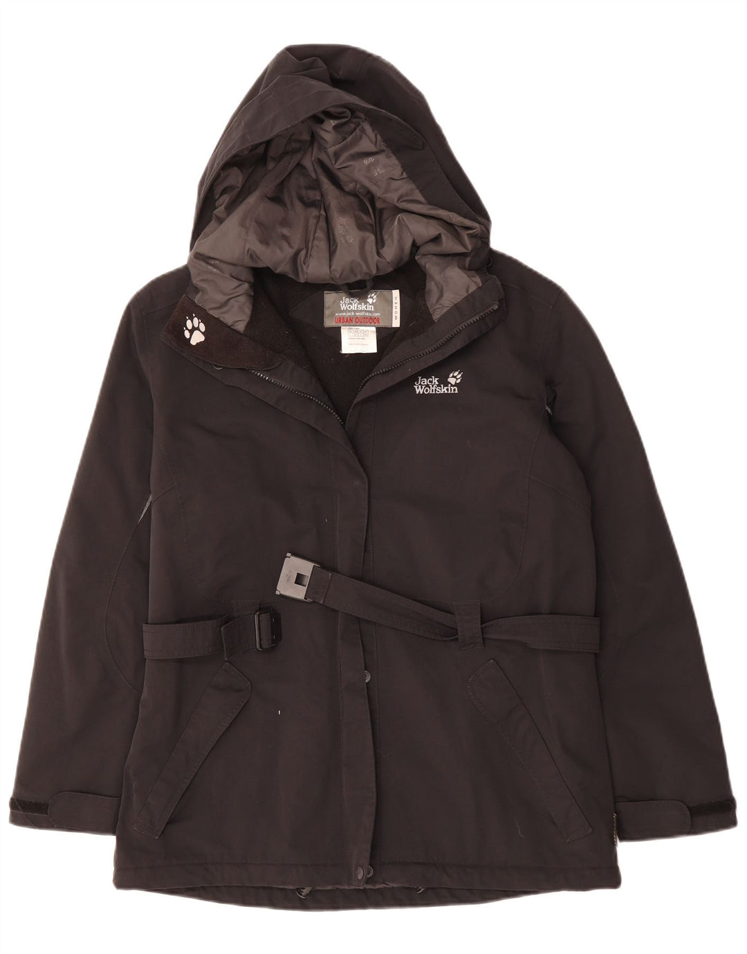 JACK WOLFSKIN Vindjakke med hætte til kvinder UK 14/16 Large Black