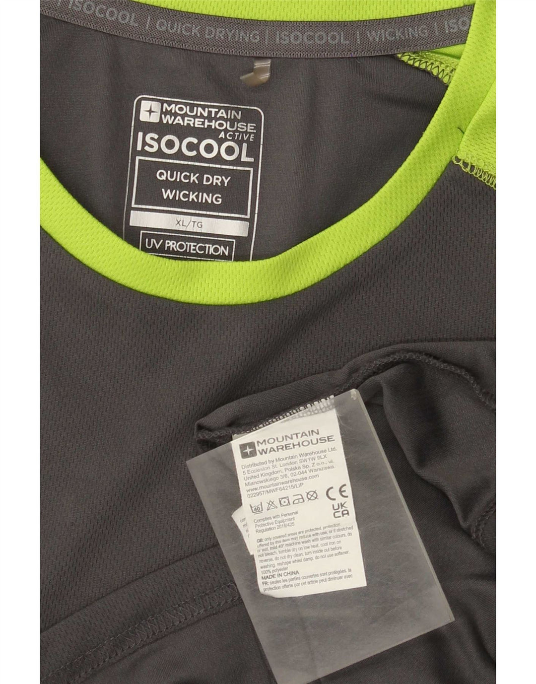Mountain Warehouse Herre T-Shirt Top XL Grå Colourblock Polyester