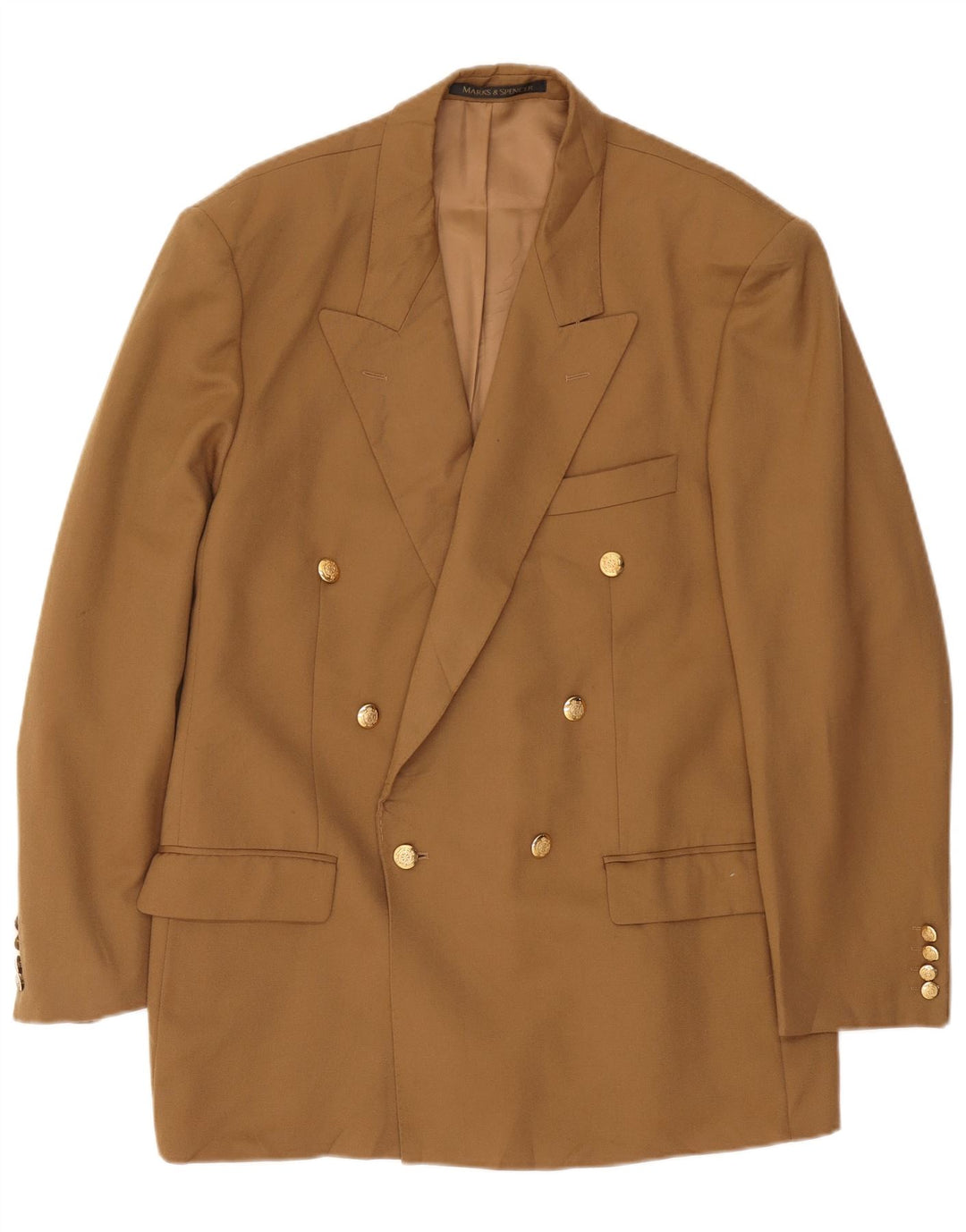 Marks & Spencer Herre Double Breasted Blazer Jacket UK 42 Stor Beige Uld
