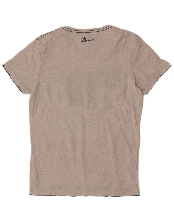 Desigual Herre Grafisk T-Shirt Top Stor Grå Bomuld