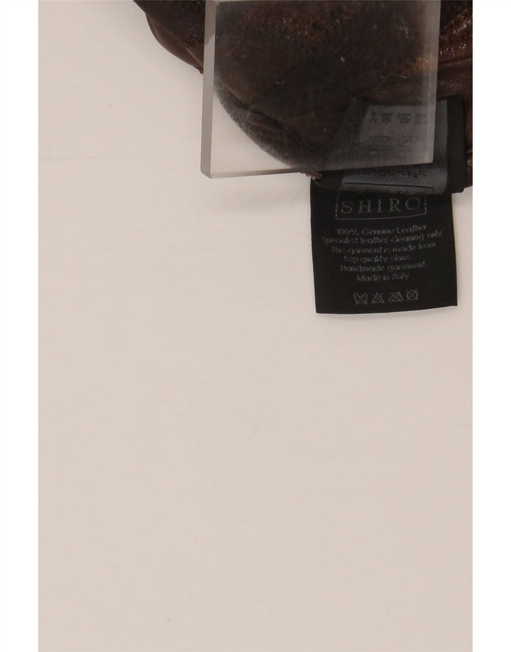 VINTAGE Dame Læderjakke UK 14 Medium Brun Argyle/Diamond Læder