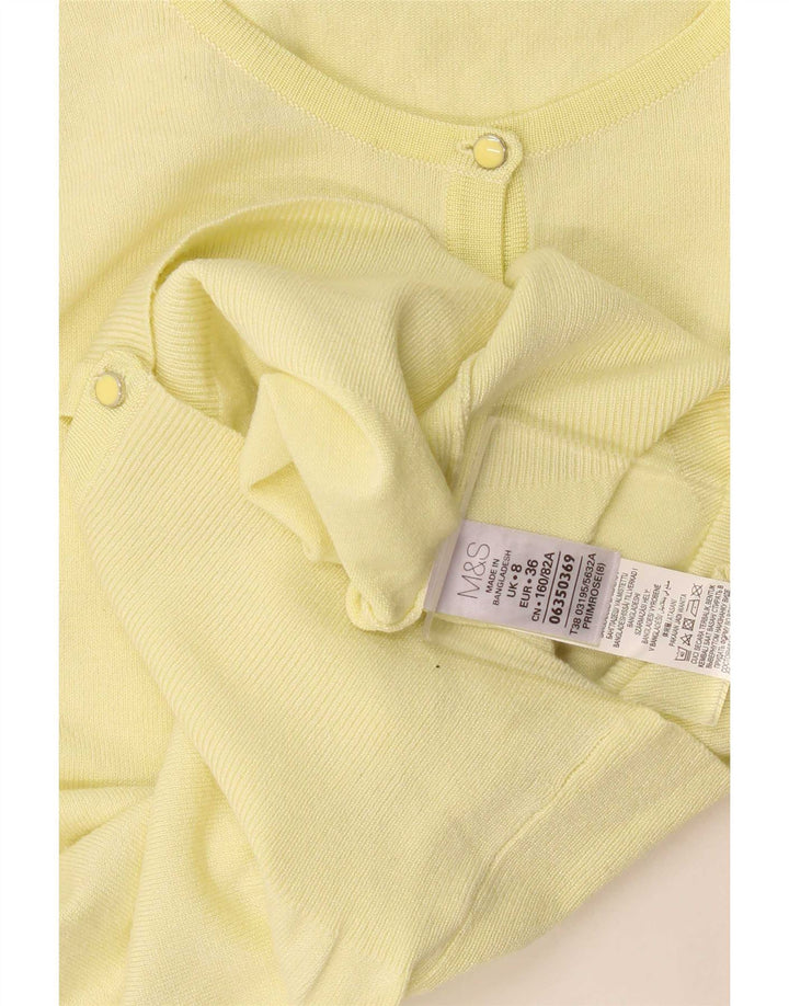 Marks & Spencer Dame Cardigan Sweater UK 8 Small Yellow Viscose
