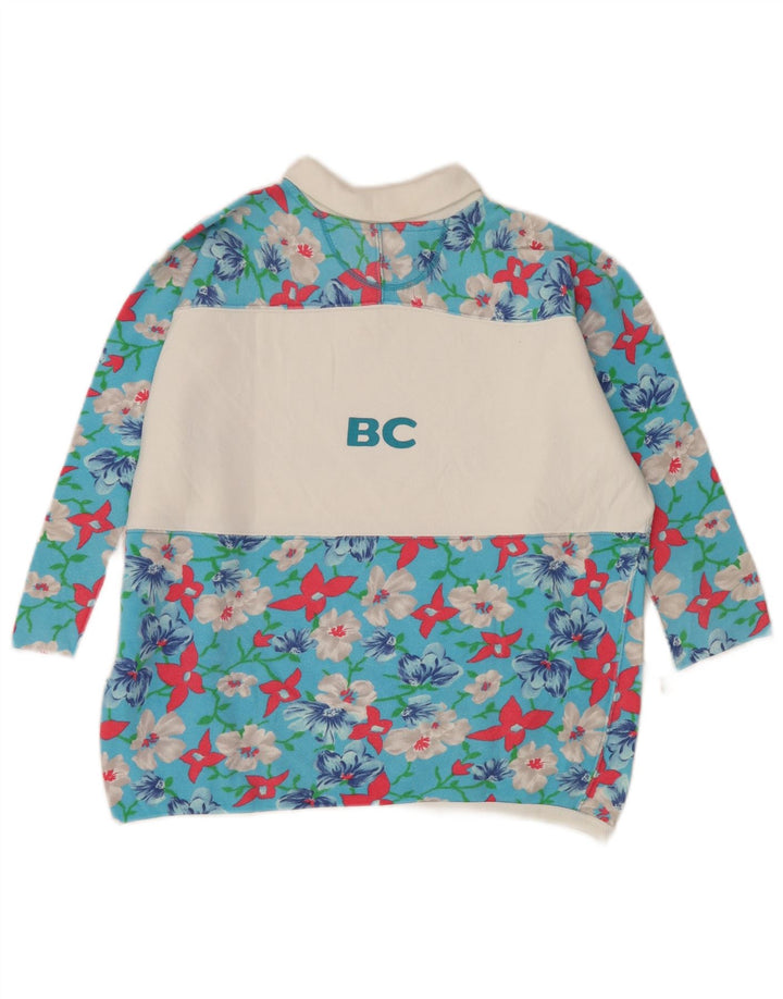 Bedste firma Dame Oversized 1/2 Ærmet Top UK 14 Medium Blue Floral