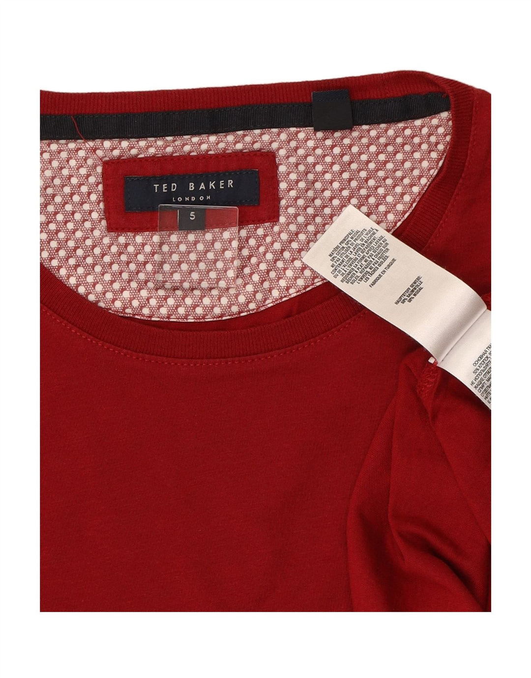 TED BAKER Womens T-Shirt Top Size 5 XL Red Cotton