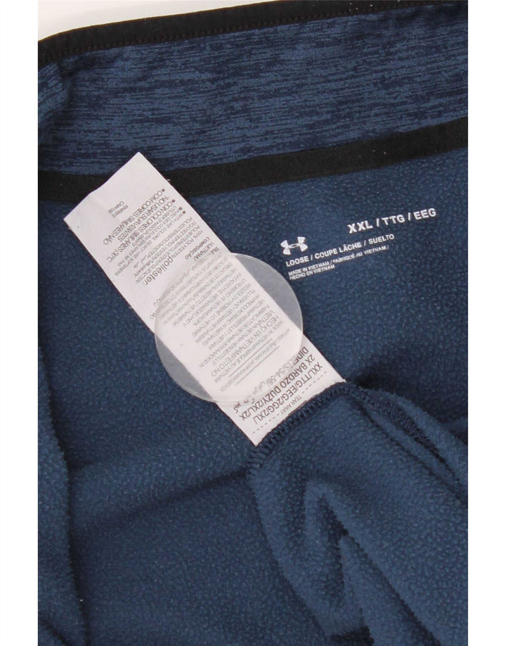 Under Armour Herre Zip Neck Pullover Træningsdragt Top 2XL Blå Flecked