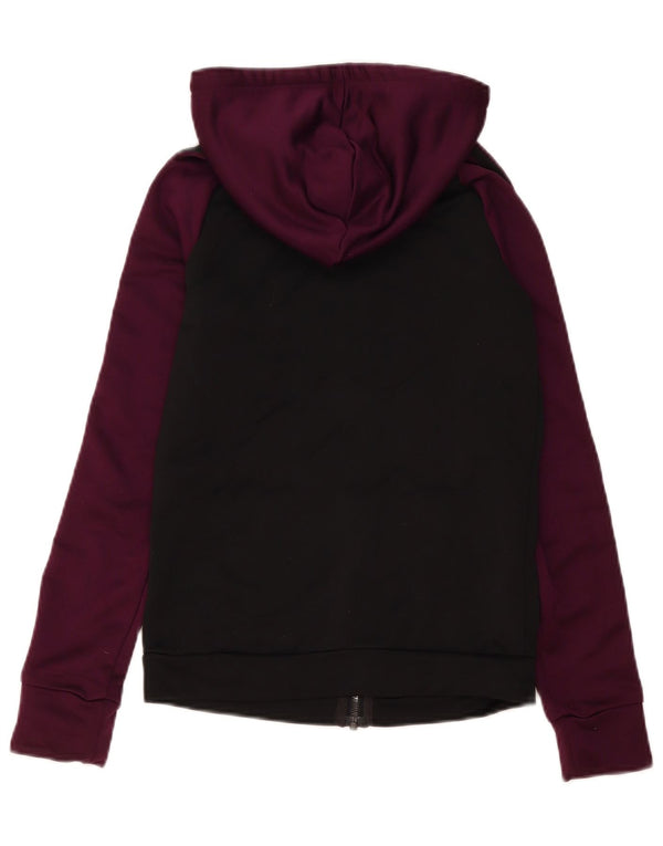 Adidas Womens Zip Hoodie Sweater UK 4/6 XS Black Colourblock Polyester