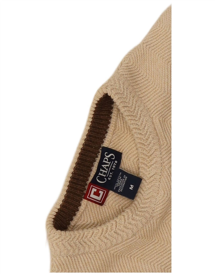 Chaps Herre Crew Neck Jumper Sweater Medium Beige Chevron Bomuld