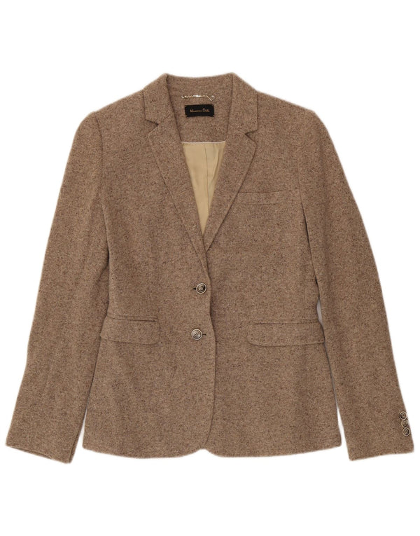 Massimo Dutti Damestrik 2-knaps blazerjakke EU 40 Medium Beige Flecked